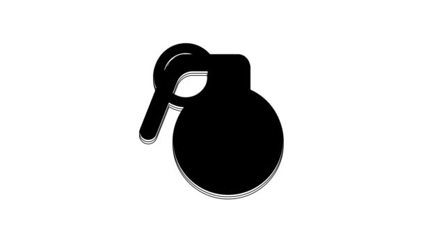 黑色手榴弹图标隔离在白色背景 炸弹爆炸 4K视频运动图形动画 — 图库视频影像