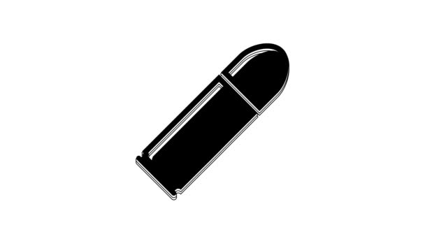 黒の弾丸のアイコンは 白い背景に隔離された 4Kビデオモーショングラフィックアニメーション — ストック動画