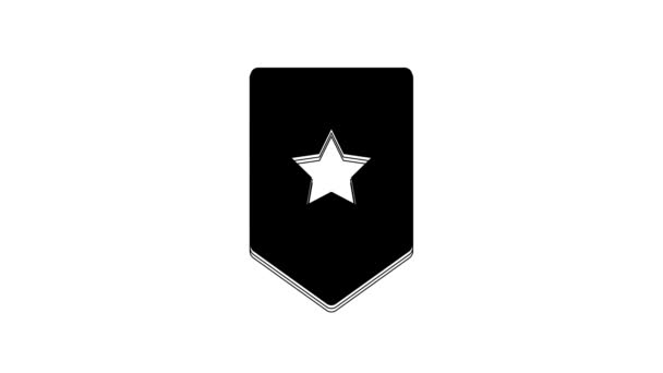 Ikona Černý Symbol Izolovaný Bílém Pozadí Vojenský Odznak Grafická Animace — Stock video