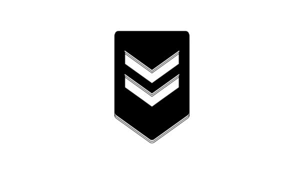 Icona Chevron Nero Isolato Sfondo Bianco Segno Distintivo Militare Animazione — Video Stock