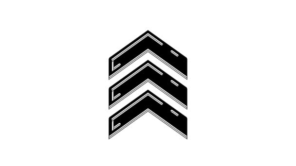 Icona Rango Militare Nero Isolato Sfondo Bianco Segno Distintivo Militare — Video Stock