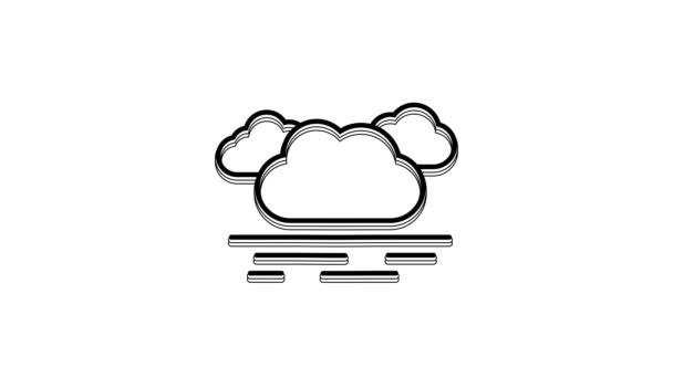Icône Cloud Noir Isolée Sur Fond Blanc Animation Graphique Mouvement — Video