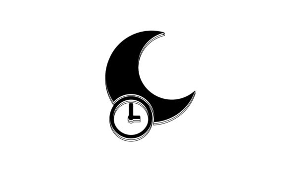 Black Sleeping Moon Icon Isolated White Background Video Motion Graphic — Vídeo de Stock