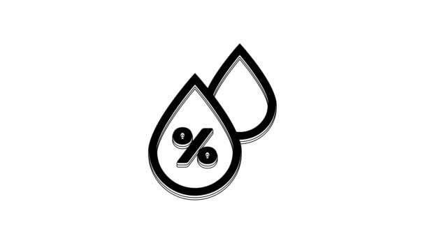 Icono Porcentaje Gota Agua Negra Aislado Sobre Fondo Blanco Análisis — Vídeos de Stock
