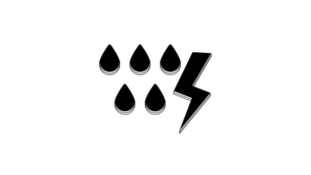 Black Storm Icon Isolated White Background Drop Lightning Sign Weather — Stock Video