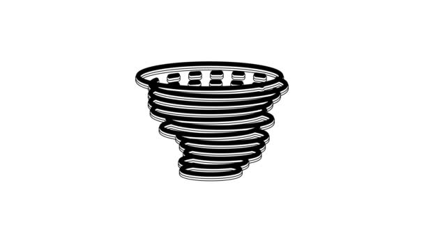 Black Tornado Icon Isolated White Background Cyclone Whirlwind Storm Funnel — Stockvideo