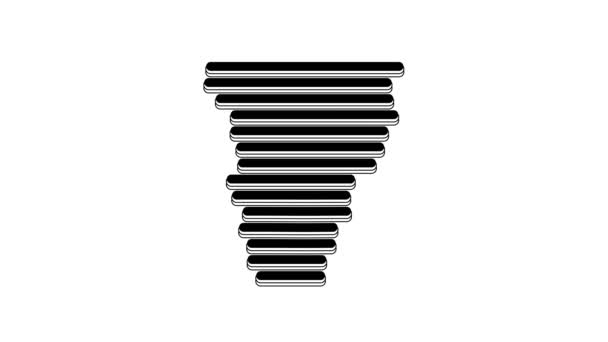 Black Tornado Icon Isolated White Background Cyclone Whirlwind Storm Funnel — Video