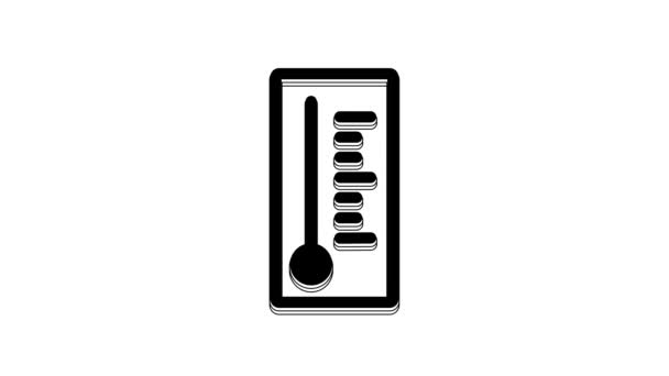 Black Meteorology Thermometer Measuring Heat Cold Icon Isolated White Background — Stock Video