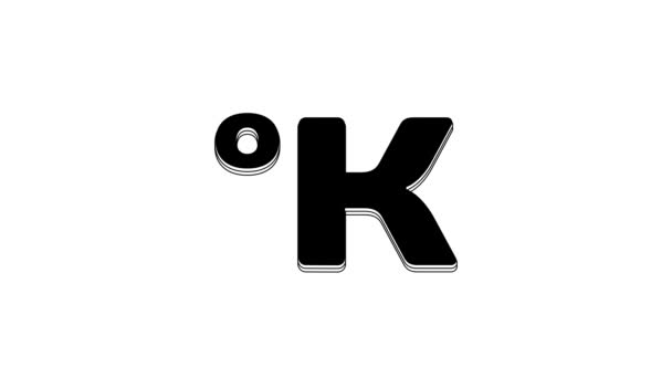 Icono Kelvin Negro Aislado Sobre Fondo Blanco Animación Gráfica Vídeo — Vídeo de stock