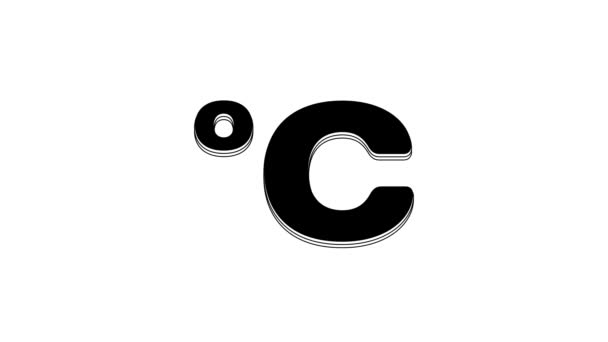 Schwarzes Celsius Symbol Isoliert Auf Weißem Hintergrund Video Motion Grafik — Stockvideo