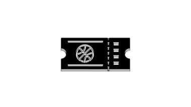 Black Basketball game ticket icon isolated on white background. 4K Video motion graphic animation.