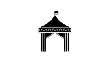 Black Camping tent icon isolated on white background. Carnival camping tent. Amusement park. 4K Video motion graphic animation.