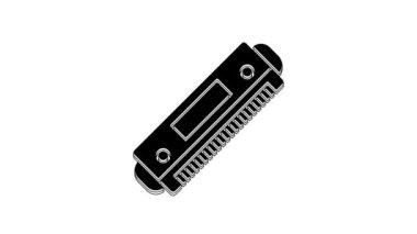 Black Harmonica icon isolated on white background. Musical instrument. 4K Video motion graphic animation.