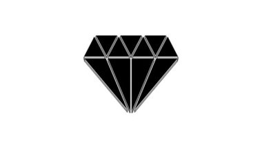 Siyah Elmas simgesi beyaz arkaplanda izole edildi. Mücevher sembolü. Mücevher taşı. 4K Video hareketli grafik canlandırması.