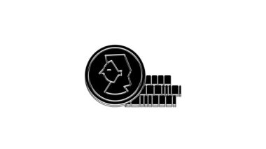 Black Coin for game icon isolated on white background. 4K Video motion graphic animation.
