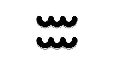 Black Aquarius zodiac sign icon isolated on white background. Astrological horoscope collection. 4K Video motion graphic animation.