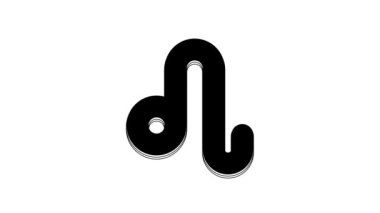 Black Leo zodiac sign icon isolated on white background. Astrological horoscope collection. 4K Video motion graphic animation.