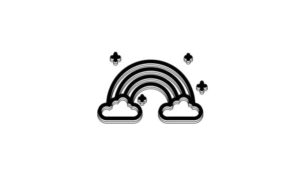 Arco Iris Negro Con Nubes Icono Aislado Sobre Fondo Blanco — Vídeos de Stock