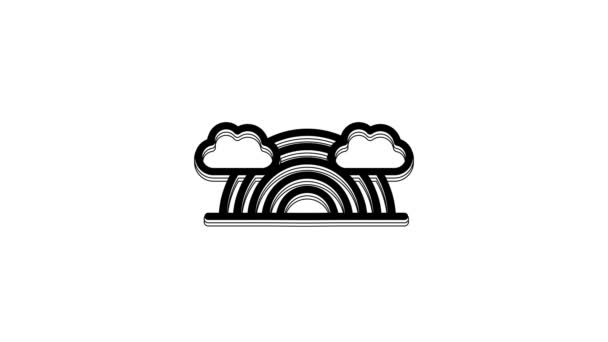 Schwarzer Regenbogen Mit Wolkensymbol Auf Weißem Hintergrund Video Motion Grafik — Stockvideo