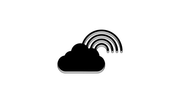 Schwarzer Regenbogen Mit Wolkensymbol Auf Weißem Hintergrund Video Motion Grafik — Stockvideo