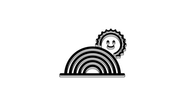 Black Rainbow Sun Icon Isolated White Background Video Motion Graphic — Vídeo de Stock