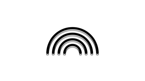 Black Rainbow Icon Isolated White Background Video Motion Graphic Animation — Vídeos de Stock