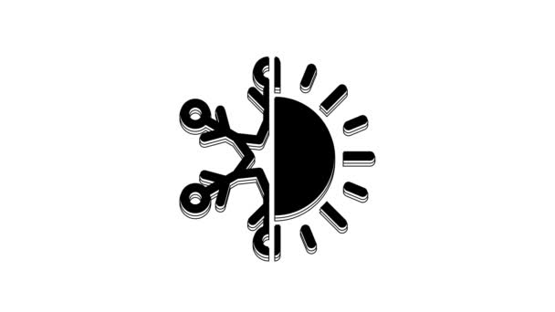 Black Hot Cold Symbol Sun Snowflake Icon Isolated White Background — Video