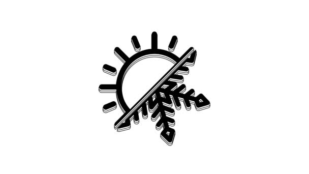黑色冷热的象征 在白色背景上孤立的太阳和雪花图标 冬天和夏天的象征 4K视频运动图形动画 — 图库视频影像