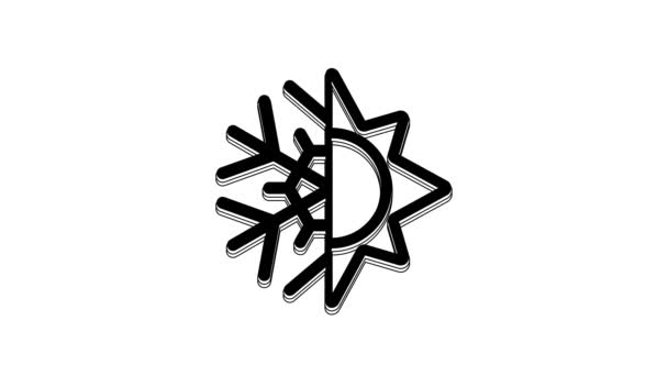 Black Hot Cold Symbol Sun Snowflake Icon Isolated White Background — Stockvideo