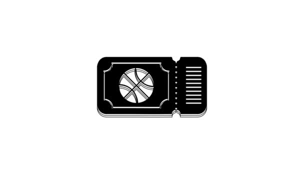 Black Basketball Icona Del Biglietto Del Gioco Isolato Sfondo Bianco — Video Stock