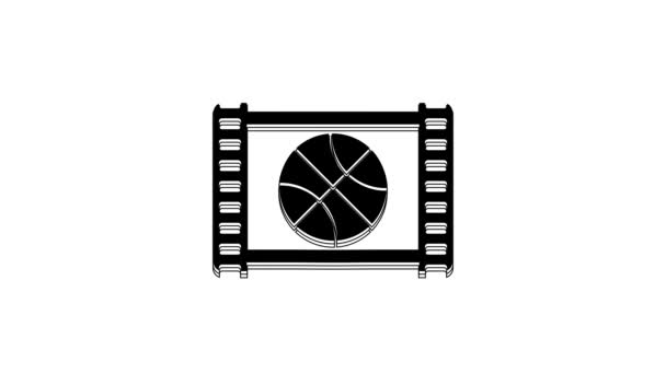 Black Basketball Game Video Icon Isolated White Background Video Motion — Video Stock