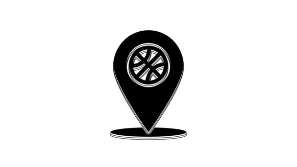 Black Location Basketball Ball Icon Isolated White Background Video Motion — Vídeos de Stock
