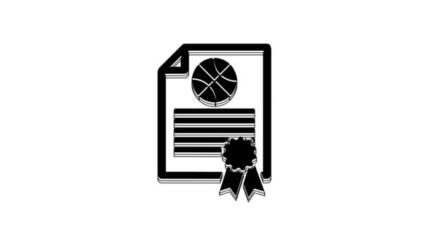 Plantilla Certificado Negro Icono Premio Baloncesto Aislado Sobre Fondo Blanco — Vídeos de Stock