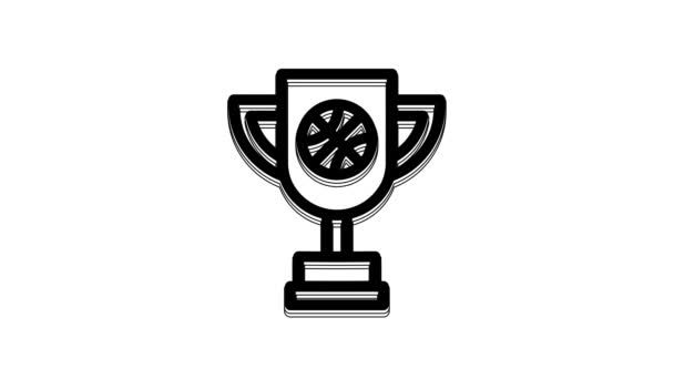 Black Award Cup Basketball Ball Icon Isolated White Background Winner — Stockvideo