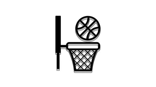 Black Basketball Ball Basket Icon Isolated White Background Ball Basketball — Stockvideo