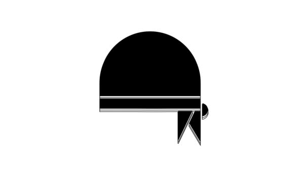 黑色海盗乐队的头部图标孤立在白色背景 4K视频运动图形动画 — 图库视频影像