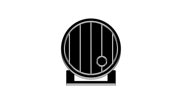 Black Wooden Barrel Icon Isolated White Background Alcohol Barrel Drink — Stock Video