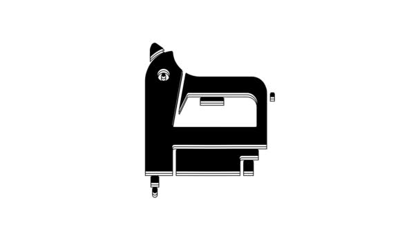Black Electric Construction Stapler Icon Isolated White Background Working Tool — Wideo stockowe