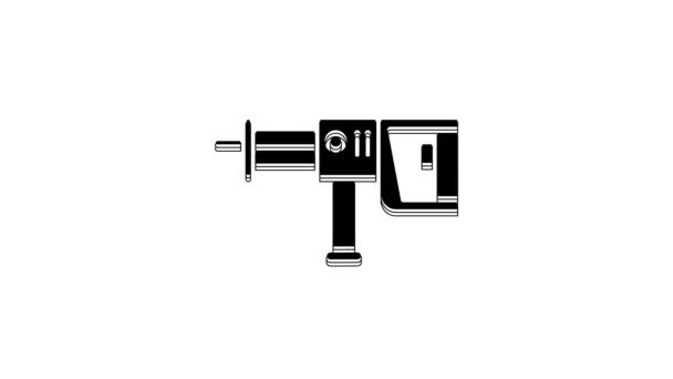 Black Electric Rotary Hammer Drill Machine Icon Isolated White Background — Stock video