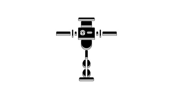 黑色建筑头锤图标隔离在白色背景 4K视频运动图形动画 — 图库视频影像