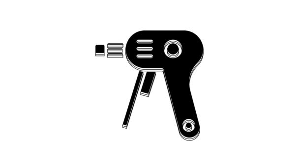 Иконка Черного Электрического Горячего Пистолета Белом Фоне Горячий Пистолет Силикон — стоковое видео