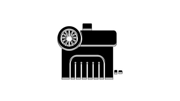 Black Air Kompressor Symbol Isoliert Auf Weißem Hintergrund Video Motion — Stockvideo
