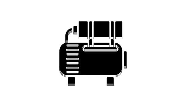 Icono Del Compresor Aire Negro Aislado Sobre Fondo Blanco Animación — Vídeos de Stock