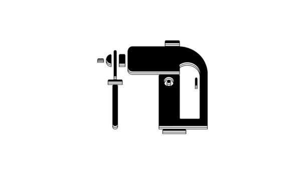 Black Electric Rotary Hammer Drill Machine Icon Isolated White Background — 图库视频影像