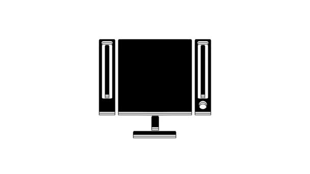 白の背景に隔離されたブラックスマートテレビのアイコン テレビの看板 4Kビデオモーショングラフィックアニメーション — ストック動画