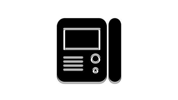 Black House Intercom System Icon Isolated White Background Video Motion — Video