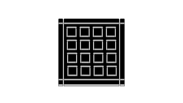 Black Checkered Napkin Icon Isolated White Background Video Motion Graphic — Vídeo de Stock