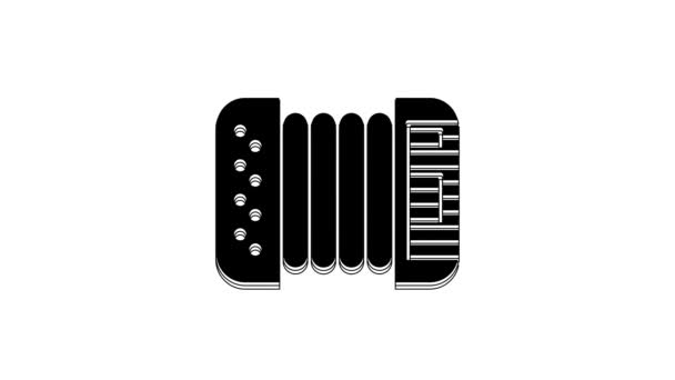 Fekete Hangszer Harmonika Ikon Elszigetelt Fehér Háttérrel Klasszikus Szex Harmonikus — Stock videók