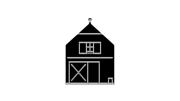 Black Farm House Concept Icon Isolated White Background Rustic Farm — Stock Video