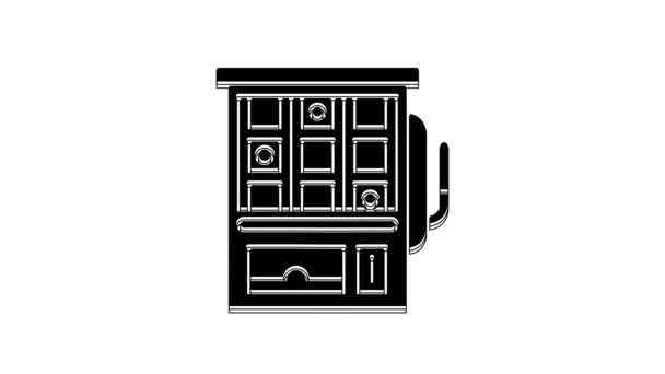 Черный Значок Игрового Автомата Изолирован Белом Фоне Видеографическая Анимация — стоковое видео